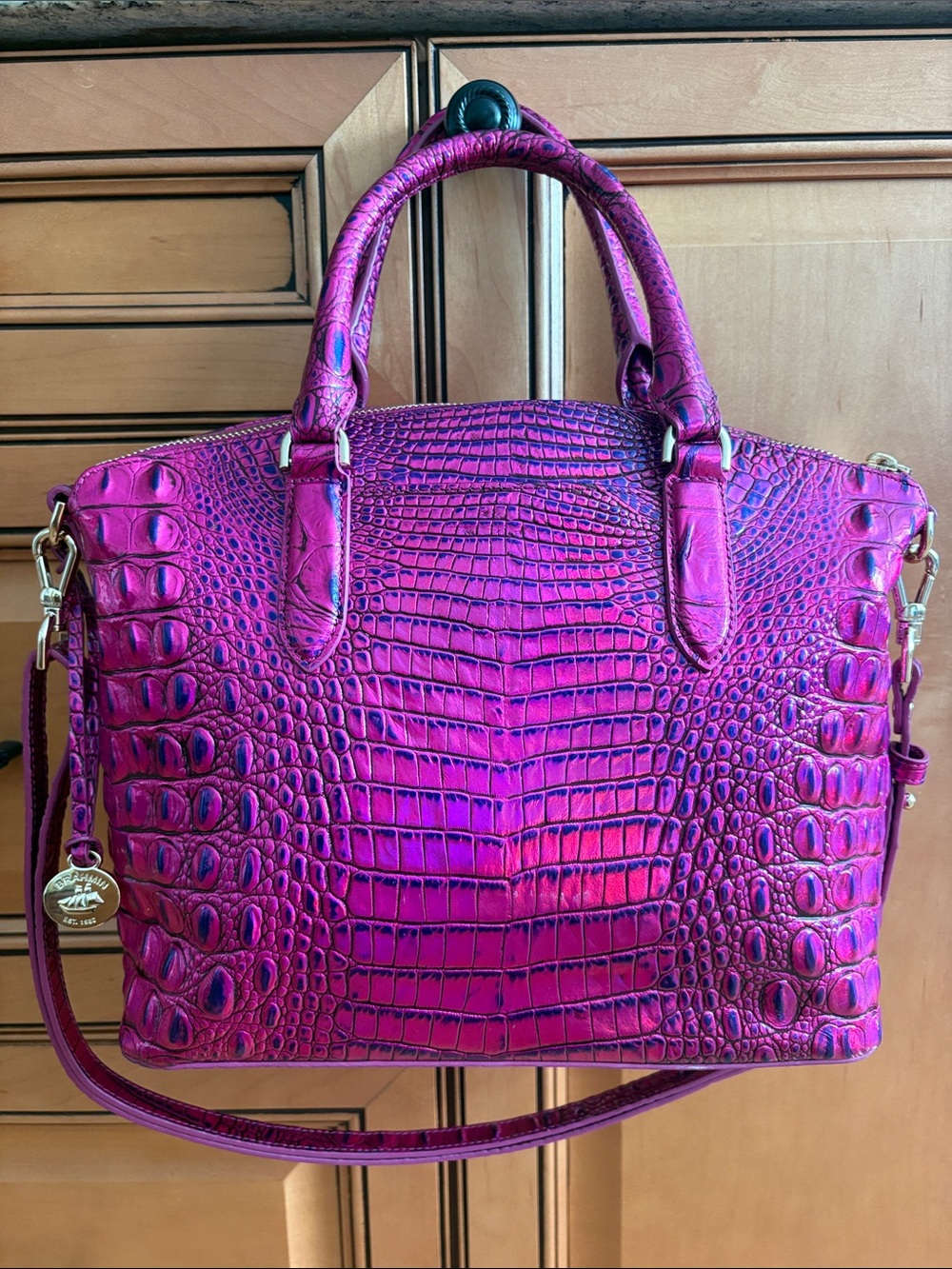 Brahmin duxbury voltage violet satchel Melbourne shoulder bag croc leather rare - Picture 4 of 17